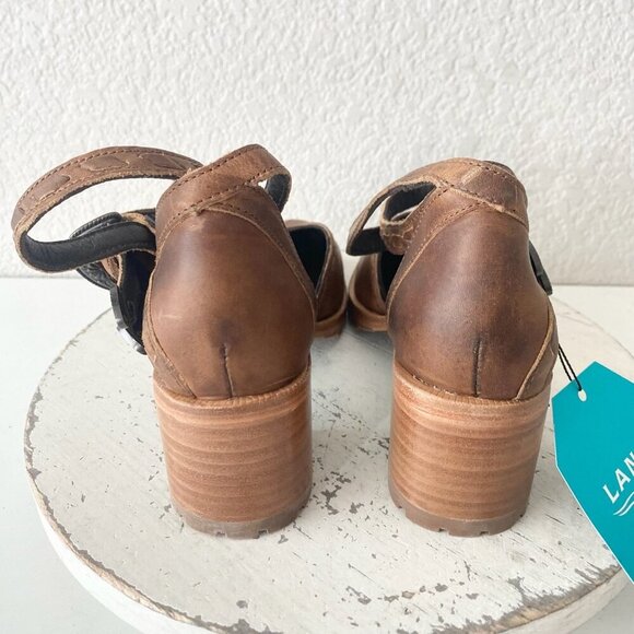 Lane Boots Womens Western Heels 7.5 Brown Casual Sandals Cowgirl Leather Buckle - Picture 3 of 9